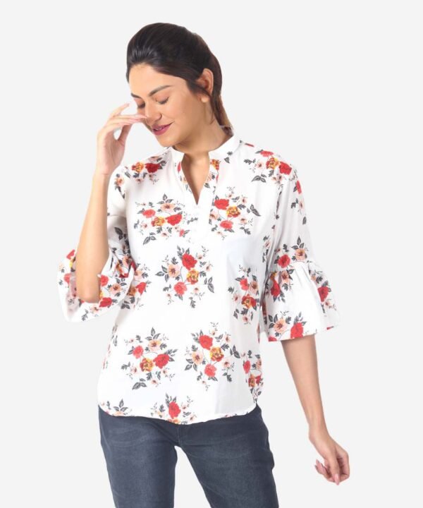 Womens Casual Floral 3/4 Sleeve Top - Image 2