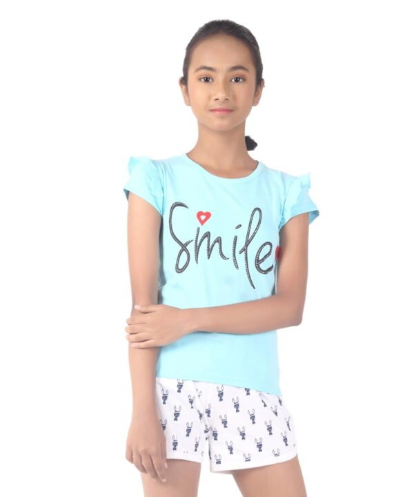 Girls Printed Tee Sky Color - Image 2