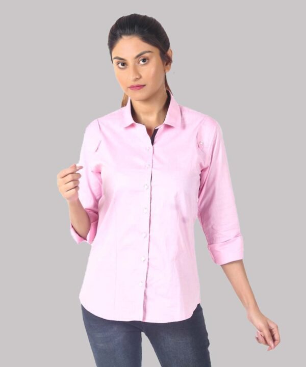 Womens Full Sleeve Casual Shirt | Stylish Pink Shirt For Women - Image 1