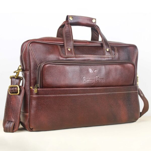 Leather Laptop Bag for Men Women, Premium Laptop Briefcase Fits Up to 15.6 Inch Notebook,Durable Portable Shoulder Messenger Crossbody Bag Carry On Case for Travel Business Office, Brown - Image 4