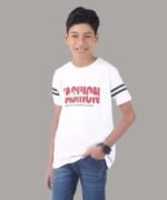 LEANDRO & REUBEN Boy's Half Sleeve Printed Cotton White T-Shirt