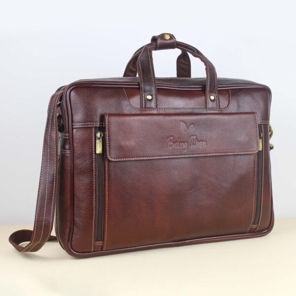 1 Leather Laptop Bag for Men Women, Premium Laptop Briefcase Fits Up to 15.6 Inch Notebook, Waterproof Durable Portable Shoulder Messenger Crossbody Bag Carry On Case for Travel Business Office, Brown - Image 7