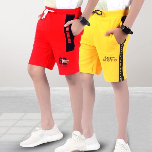 Pure Cotton Shorts For Boys, Kid Elastic Waist Shorts_ Pack Of 2 - Image 1