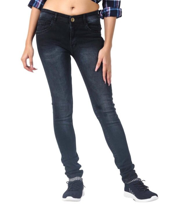 Women's Jeans (Washed Skinny Fit Stretchable Black) - Image 4