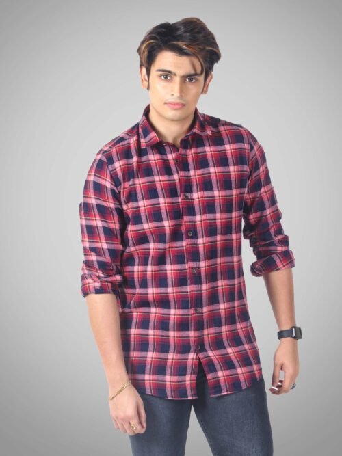 Mens Button Down Shirts Cotton Long Sleeve Shirts Slim Fit,Men's 100% Cotton Checkered Shirt