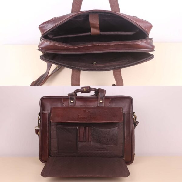 10 Leather Laptop Bag for Men Women, Premium Laptop Briefcase Fits Up to 15.6 Inch Notebook, Waterproof Durable Portable Shoulder Messenger Crossbody Bag Carry On Case for Travel Business Office, Brown - Image 12