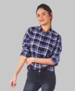 Womens Top Long Sleeves Check Shirt