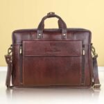 Leather Laptop Bag for Men Women, Premium Laptop Briefcase Fits Up to 15.6 Inch Notebook, Waterproof Durable Portable Shoulder Messenger Crossbody Bag Carry On Case for Travel Business Office, Brown