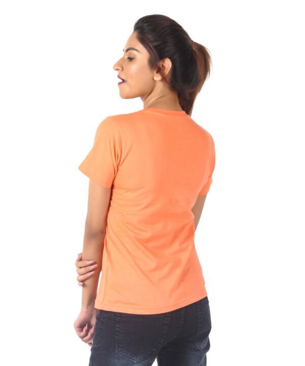 Womens Orange Printed Round Neck Top - Image 2