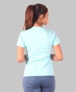 Womens Sky Blue Printed Round Neck Top - Image 2