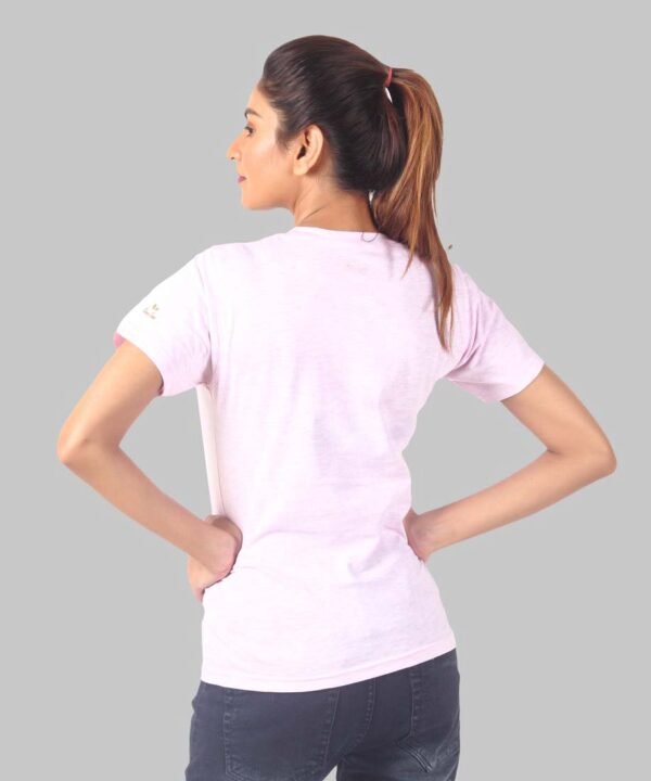 Womens Light Pink Printed Round Neck Top - Image 2