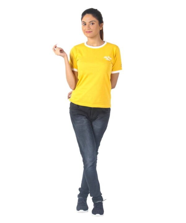 Womens Yellow Printed Round Neck Top - Image 2