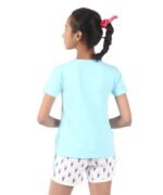 Girls Printed Cotton Tee Sky Blue - Image 3