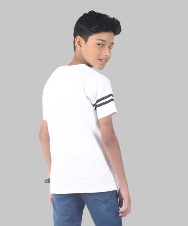 LEANDRO & REUBEN Boy's Half Sleeve Printed Cotton White T-Shirt - Image 2