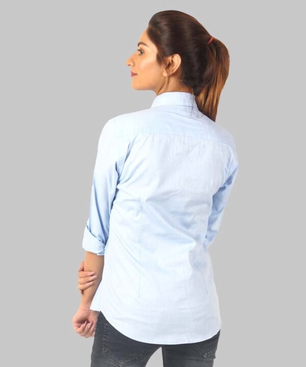Womens Full Sleeve Casual Shirt | Sky Blue Shirt For Women - Image 3