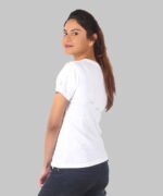 Womens White Printed V-Neck Top - Image 2