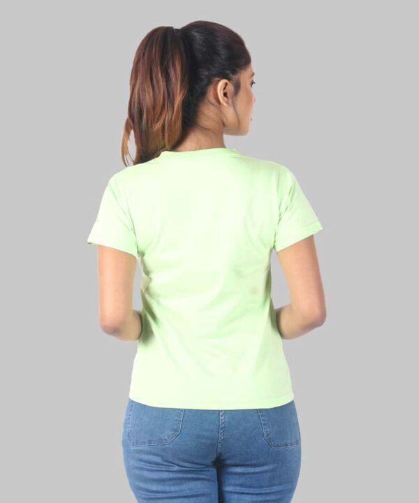 Womens Lemon Green Printed V-Neck Top - Image 2