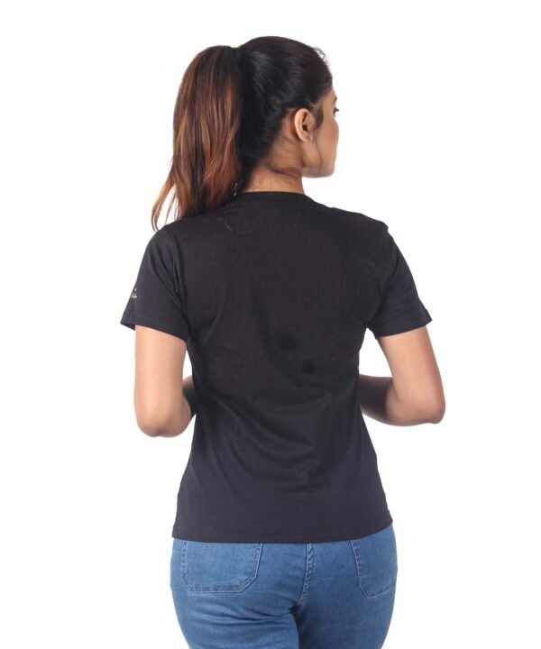 Womens Black Printed Round Neck Top - Image 2