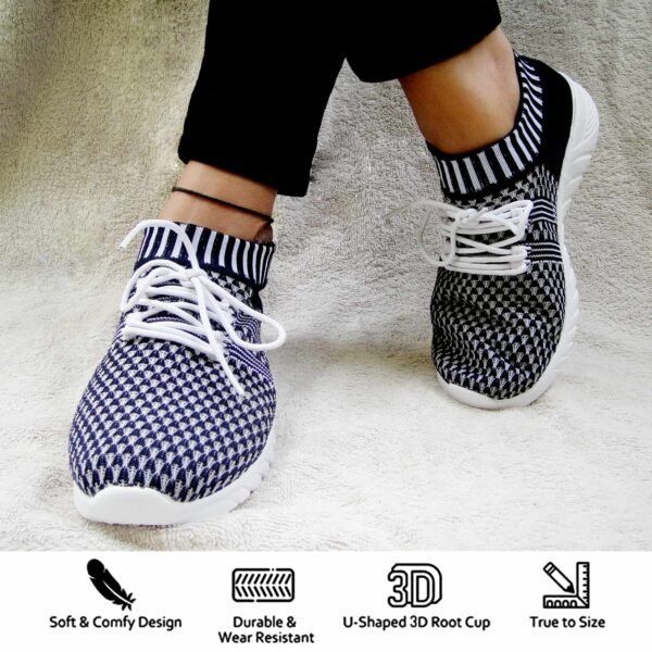 Women's Sports Running Shoes,Walking, Gym Casual Sneaker Lace-Up Shoes for Girl's_Navy Blue - Image 4