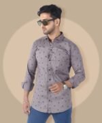 Mens Full Sleeves Casual Shirt| Mens Stylish Summer Printed Shirt_Grey