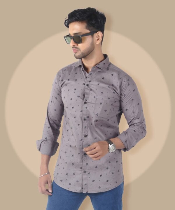 Mens Full Sleeves Casual Shirt| Mens Stylish Summer Printed Shirt_Grey - Image 1