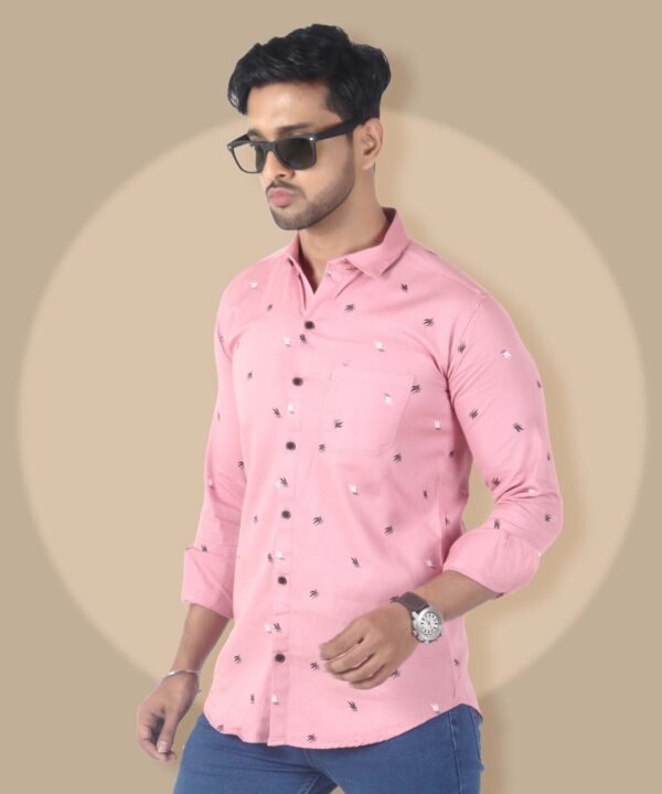27 Mens Full Sleeves Casual Shirt| Mens Stylish Summer Printed Shirt_Pink - Image 1