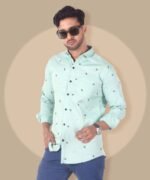 Casual Shirt for Men|Shirt for Men|Men Stylish Shirt|Men Printed Shirt|Men's Full Sleeve Wrinkle Free Floral Print Shirt_Sky Blue