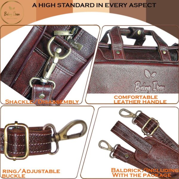 3-10 Leather Laptop Bag for Men Women, Premium Laptop Briefcase Fits Up to 15.6 Inch Notebook, Waterproof Durable Portable Shoulder Messenger Crossbody Bag Carry On Case for Travel Business Office, Brown - Image 6
