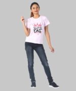 Womens Light Pink Printed Round Neck Top - Image 3