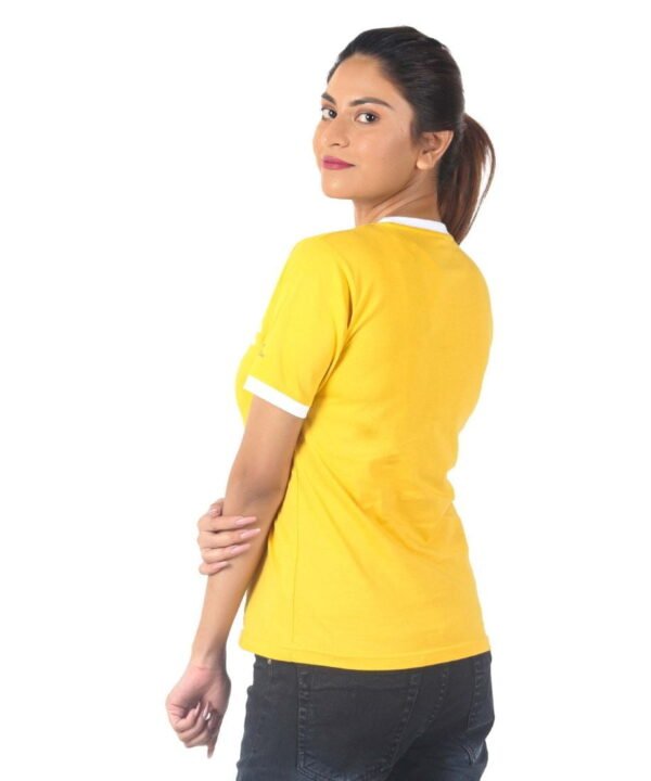 Womens Yellow Printed Round Neck Top - Image 3