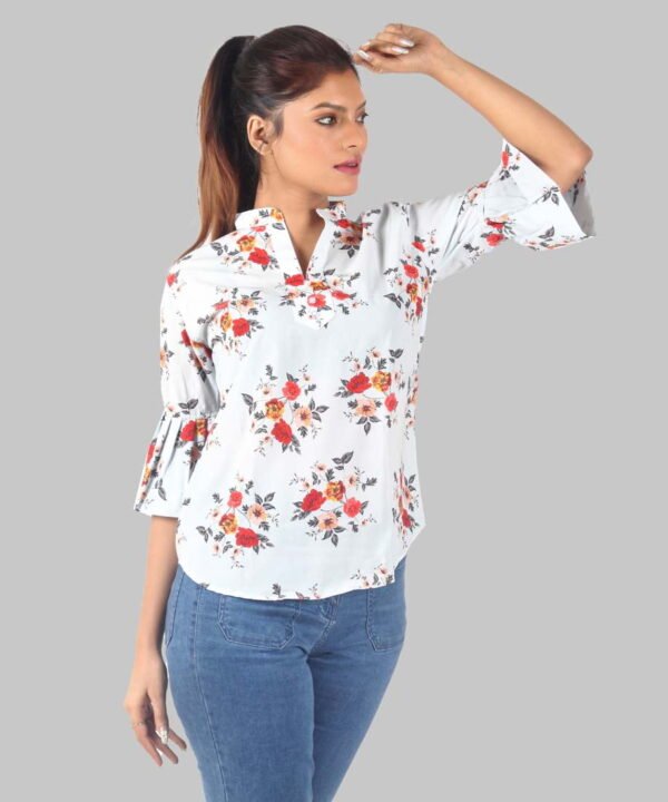 Womens Casual Floral 3/4 Sleeve Top - Image 4