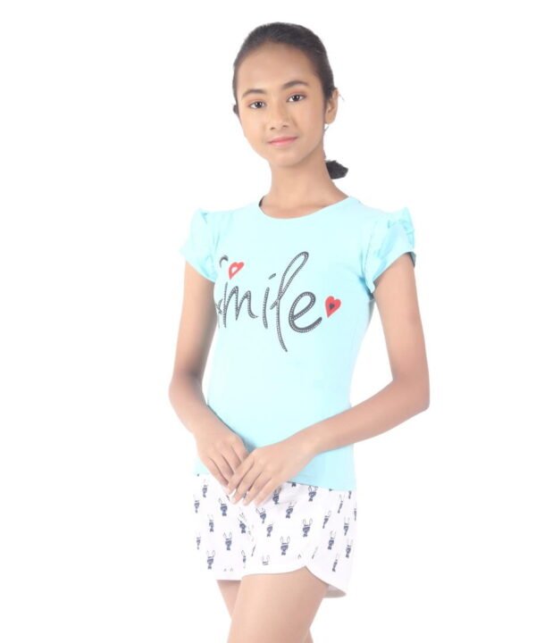 Girls Printed Tee Sky Color - Image 1