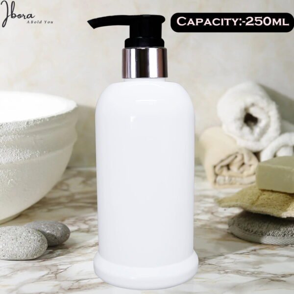 White Empty Cosmetic Plastic Pump Bottle_250ml_Pack Of_5 - Image 2