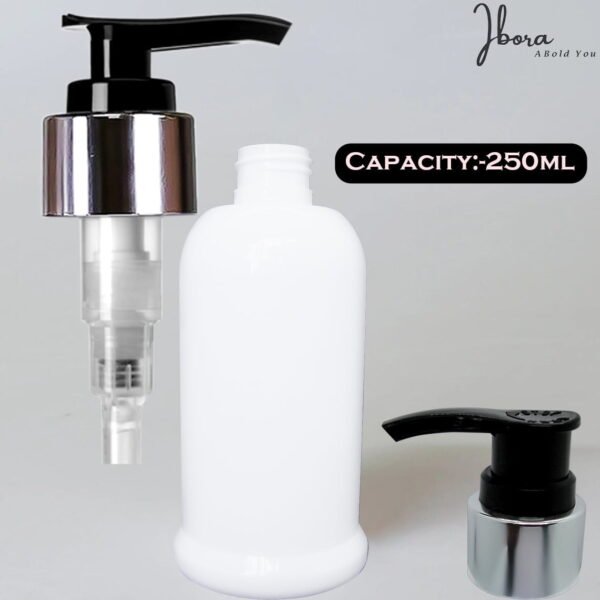 White Empty Cosmetic Plastic Pump Bottle_250ml_Pack Of_5 - Image 4
