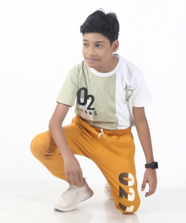 LEANDRO & REUBEN Boy's Joggers Track Pant Mustard - Image 3