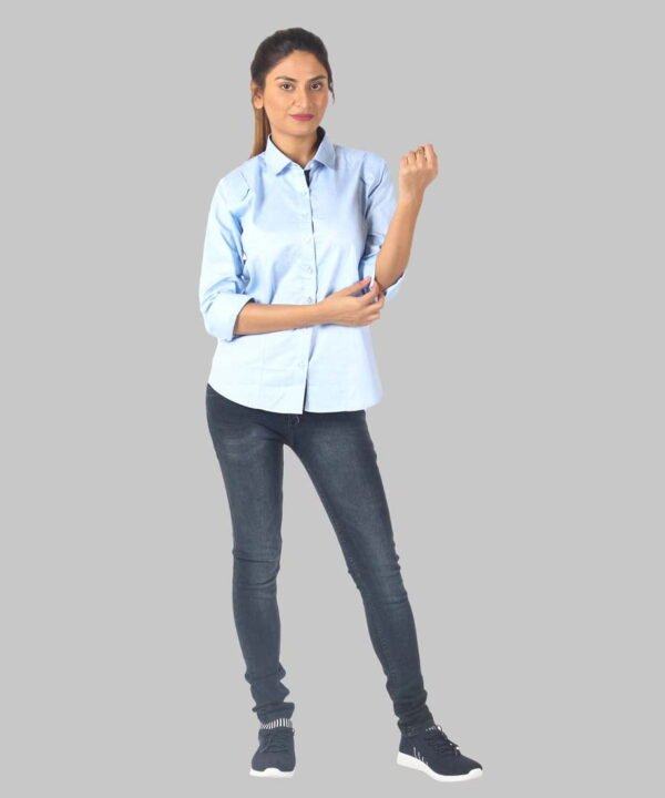 Womens Full Sleeve Casual Shirt | Sky Blue Shirt For Women - Image 5