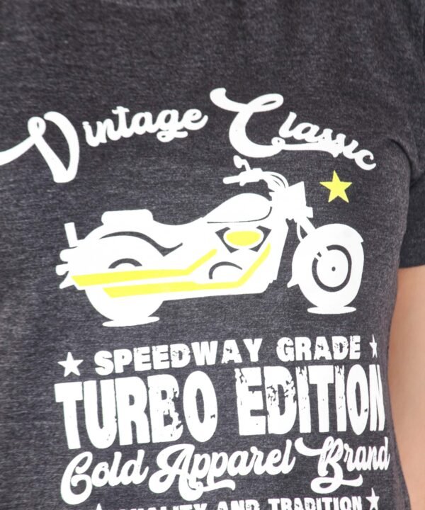 Womens Dark Grey Printed Round Neck Top - Image 5