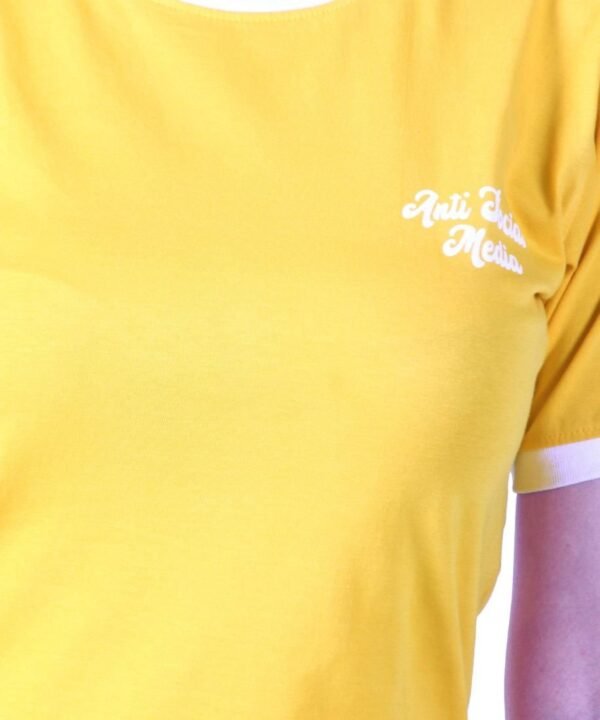 Womens Yellow Printed Round Neck Top - Image 5
