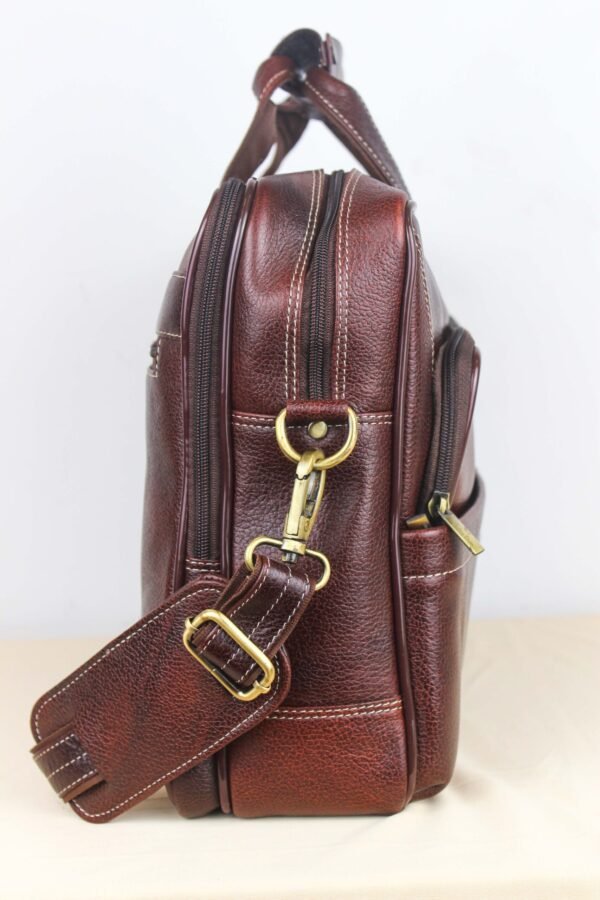 Leather Laptop Bag for Men Women, Premium Laptop Briefcase Fits Up to 15.6 Inch Notebook,Durable Portable Shoulder Messenger Crossbody Bag Carry On Case for Travel Business Office, Brown - Image 9