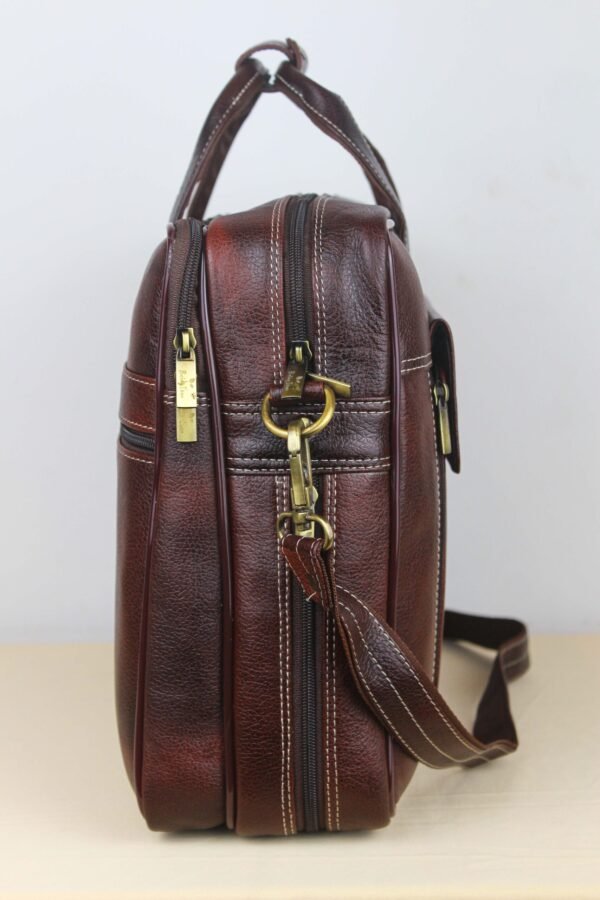 5 Leather Laptop Bag for Men Women, Premium Laptop Briefcase Fits Up to 15.6 Inch Notebook, Waterproof Durable Portable Shoulder Messenger Crossbody Bag Carry On Case for Travel Business Office, Brown - Image 9