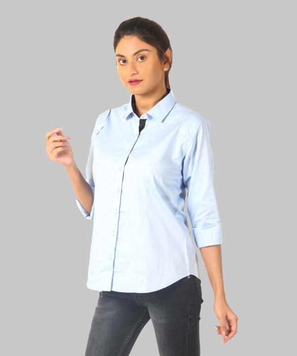 5-42 Womens Full Sleeve Casual Shirt | Sky Blue Shirt For Women - Image 1