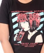 Womens Black Printed Round Neck Top - Image 5