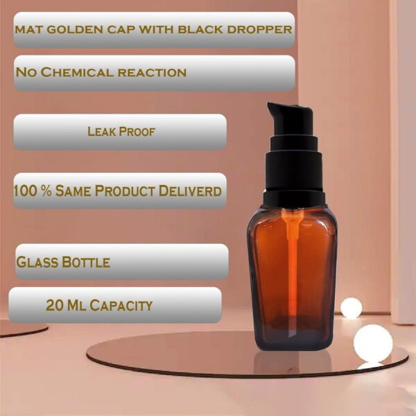 Empty Refillable Square Amber Glass Pump Bottle_20ml_Pack Of_5 - Image 3