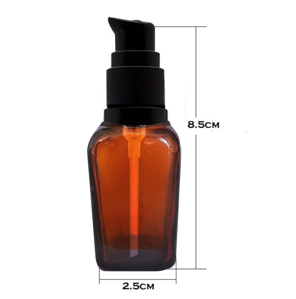 Empty Refillable Square Amber Glass Pump Bottle_20ml_Pack Of_5 - Image 2