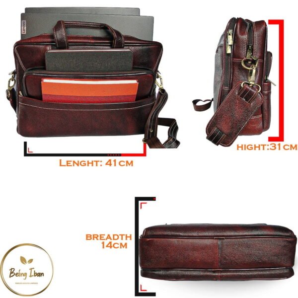 7-10 Leather Laptop Bag for Men Women, Premium Laptop Briefcase Fits Up to 15.6 Inch Notebook, Waterproof Durable Portable Shoulder Messenger Crossbody Bag Carry On Case for Travel Business Office, Brown - Image 4