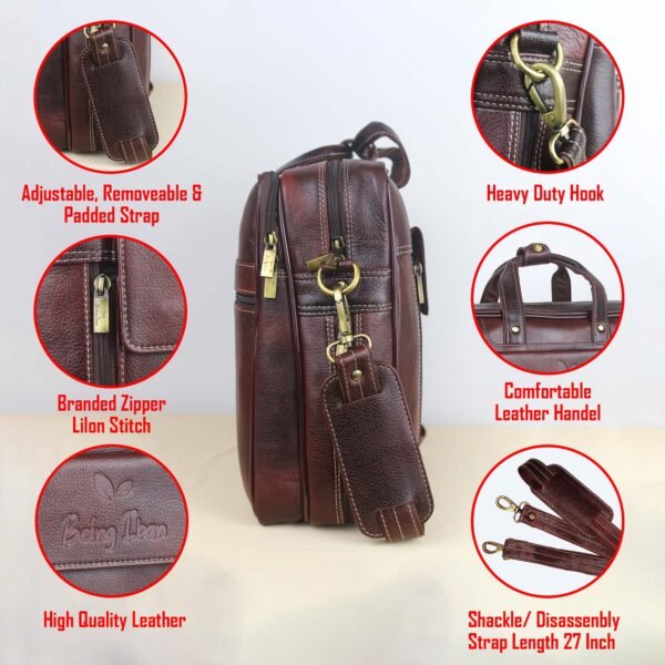 7 Leather Laptop Bag for Men Women, Premium Laptop Briefcase Fits Up to 15.6 Inch Notebook, Waterproof Durable Portable Shoulder Messenger Crossbody Bag Carry On Case for Travel Business Office, Brown - Image 5