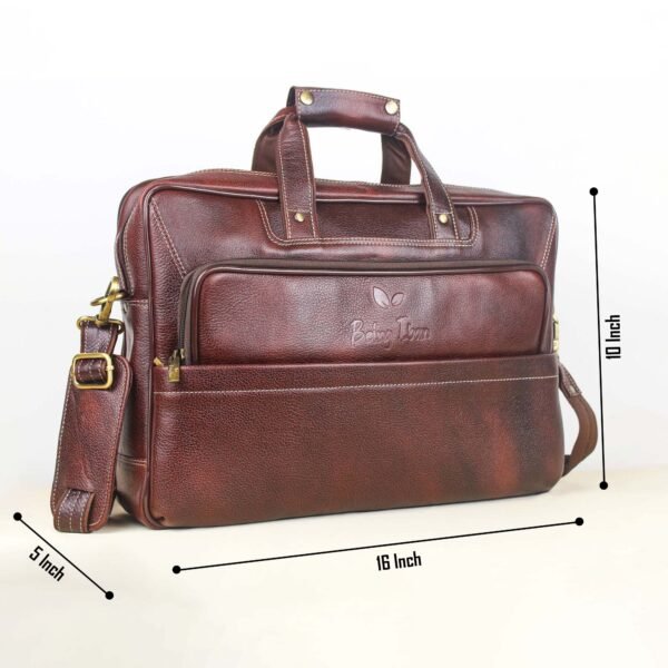 Leather Laptop Bag for Men Women, Premium Laptop Briefcase Fits Up to 15.6 Inch Notebook,Durable Portable Shoulder Messenger Crossbody Bag Carry On Case for Travel Business Office, Brown - Image 11