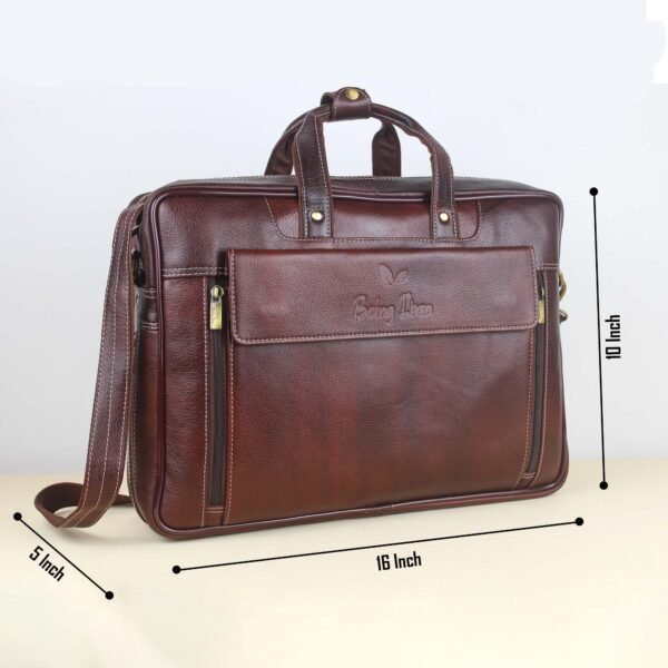 8 Leather Laptop Bag for Men Women, Premium Laptop Briefcase Fits Up to 15.6 Inch Notebook, Waterproof Durable Portable Shoulder Messenger Crossbody Bag Carry On Case for Travel Business Office, Brown - Image 11