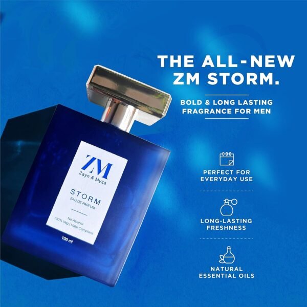 ZM Storm Perfume for Men | Premium Long-lasting Fragrance | No Alcohol Perfume I Woody Fragrance Eau de Parfum I (EDP) - 100 ml - Image 2