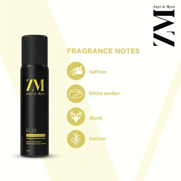 ZM Zayn & Myza Glee No Alcohol Deo for Men | Long Lasting Freshness | Musky Fragrance, 120ml - Image 2